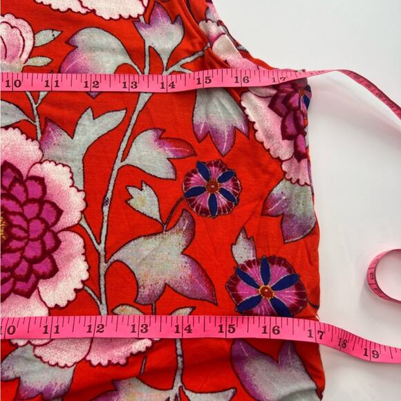 Anthropologie Maeve Clearly Red Floral Knit Mock Neck Dress Sz L - Picture 5 of 7